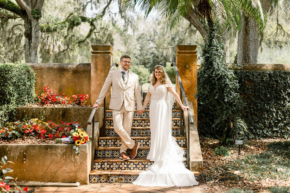 Bride and groom portraits at Bok Tower Gardens