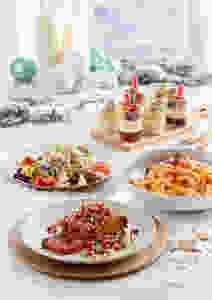 Holiday Splendour Menu will definitely satisfy all palates. Priced at $42/pax, dazzle your guests with a spread with the likes of Seafood Trilogy (Dill Infused Shrimp, Salmon Gravlax & Marinated Spicy Scallop), the ever popular Ocean's Catch Grilled Salmon Fillet with Pomegranate Salsa, and flavourful Irish Lamb Stew with Vegetables Medley. Fascinate your guests with a lineup of desserts like Mixed Berries Crumble Shooters and Avocado Milk Pudding with Gula Melaka.