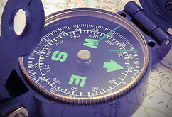 Compass on map