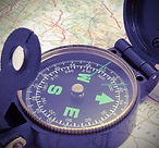 Compass on map