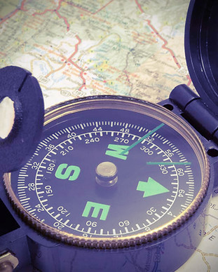 Compass on map