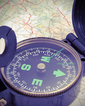 Compass on map