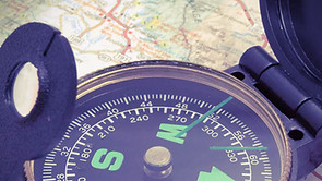 Compass on map