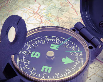 Compass on map
