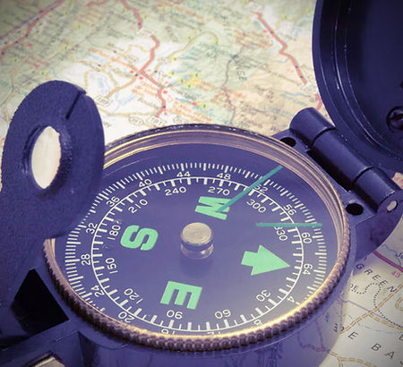 Compass on map