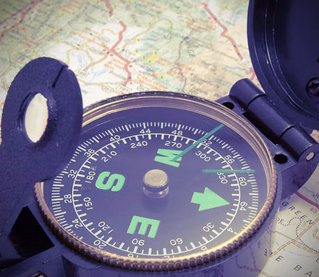 Compass on map