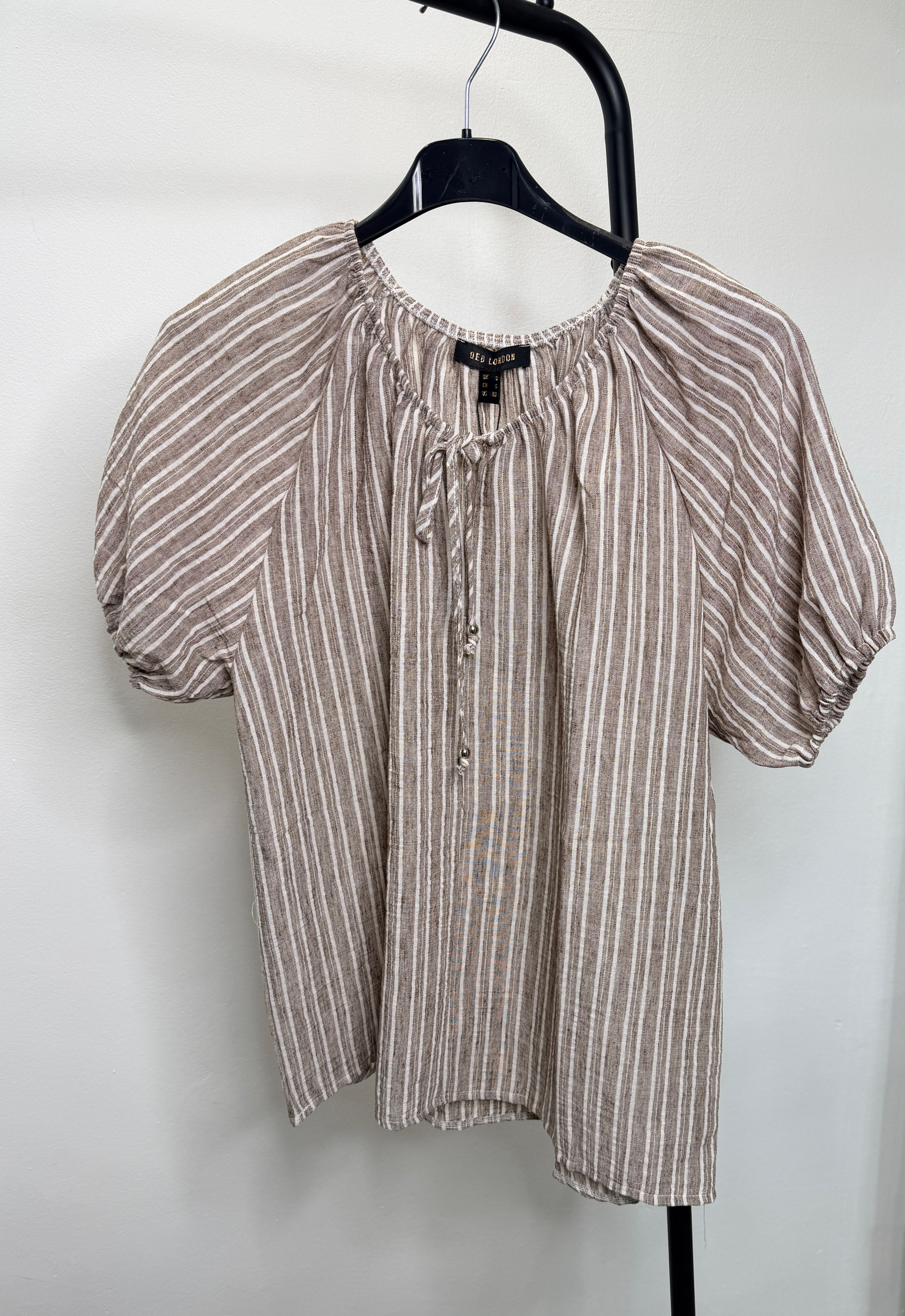 Neutral Stripe Short Sleeve Top