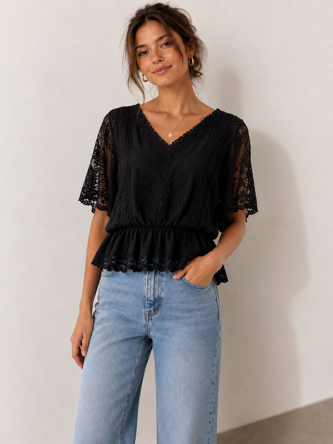 Angel Sleeve Lace Top