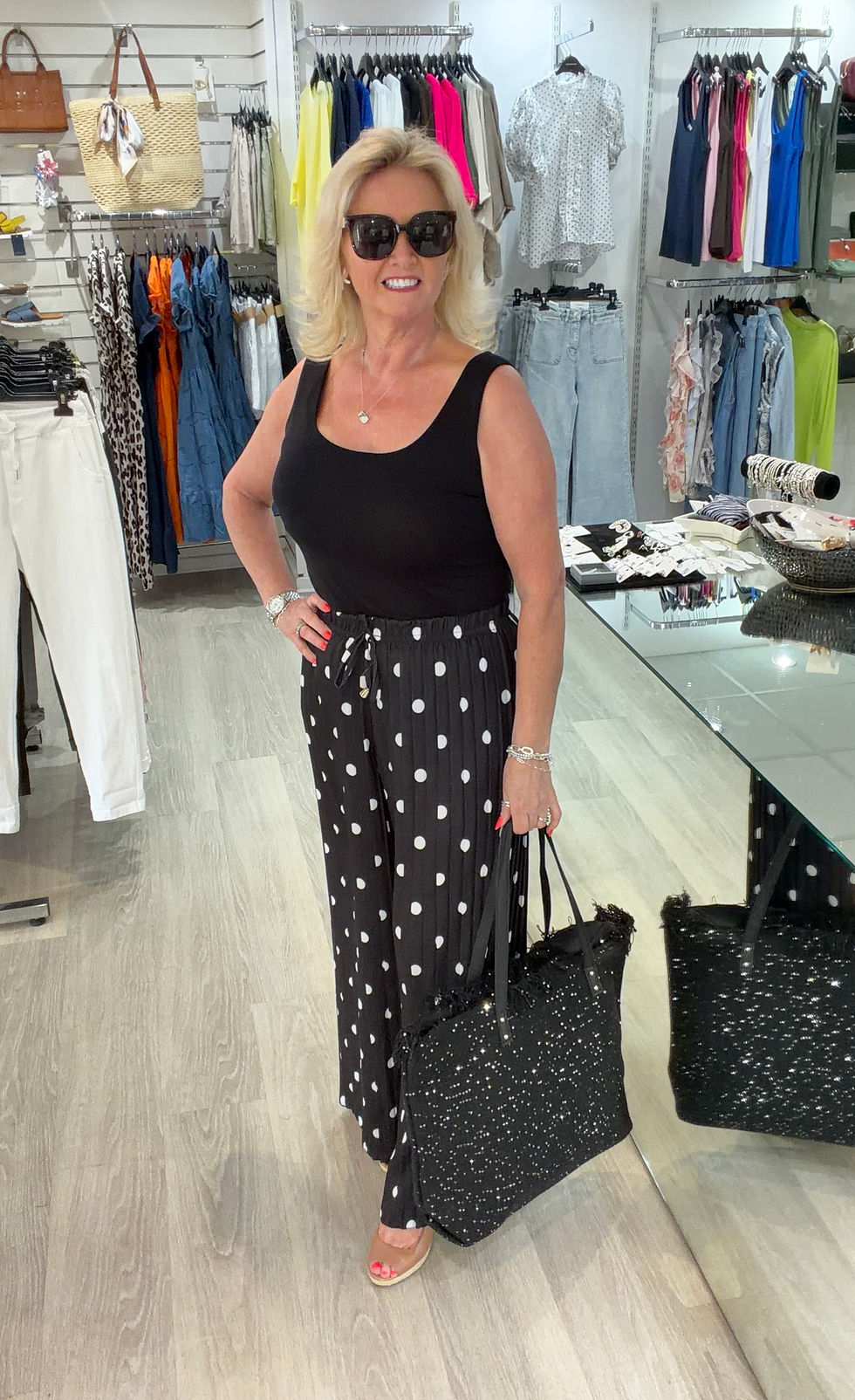 Thumbnail: Polka Dot Wide Leg Trousers 