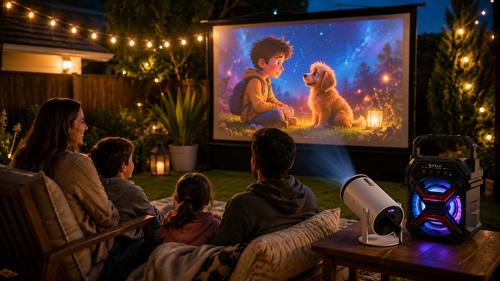 Backyard movie night using a portable projector instead of an outdoor TBackyard movie night using a portable projector instead of an outdoor TBackyard movie night using a portable projector instead of an TV