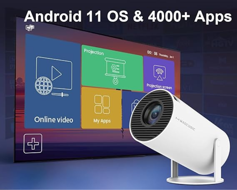 Portable mini projector for bedroom movies and entertainment
