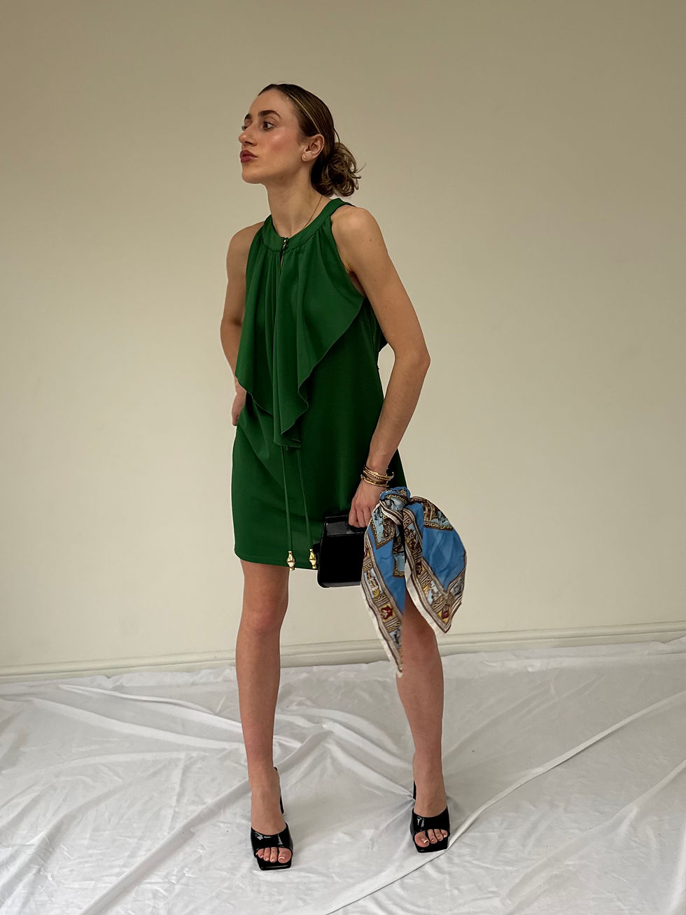 Thumbnail: Green Ruffle Mini Dress