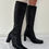 Thumbnail: Vintage Black Leather Square Toe Boots