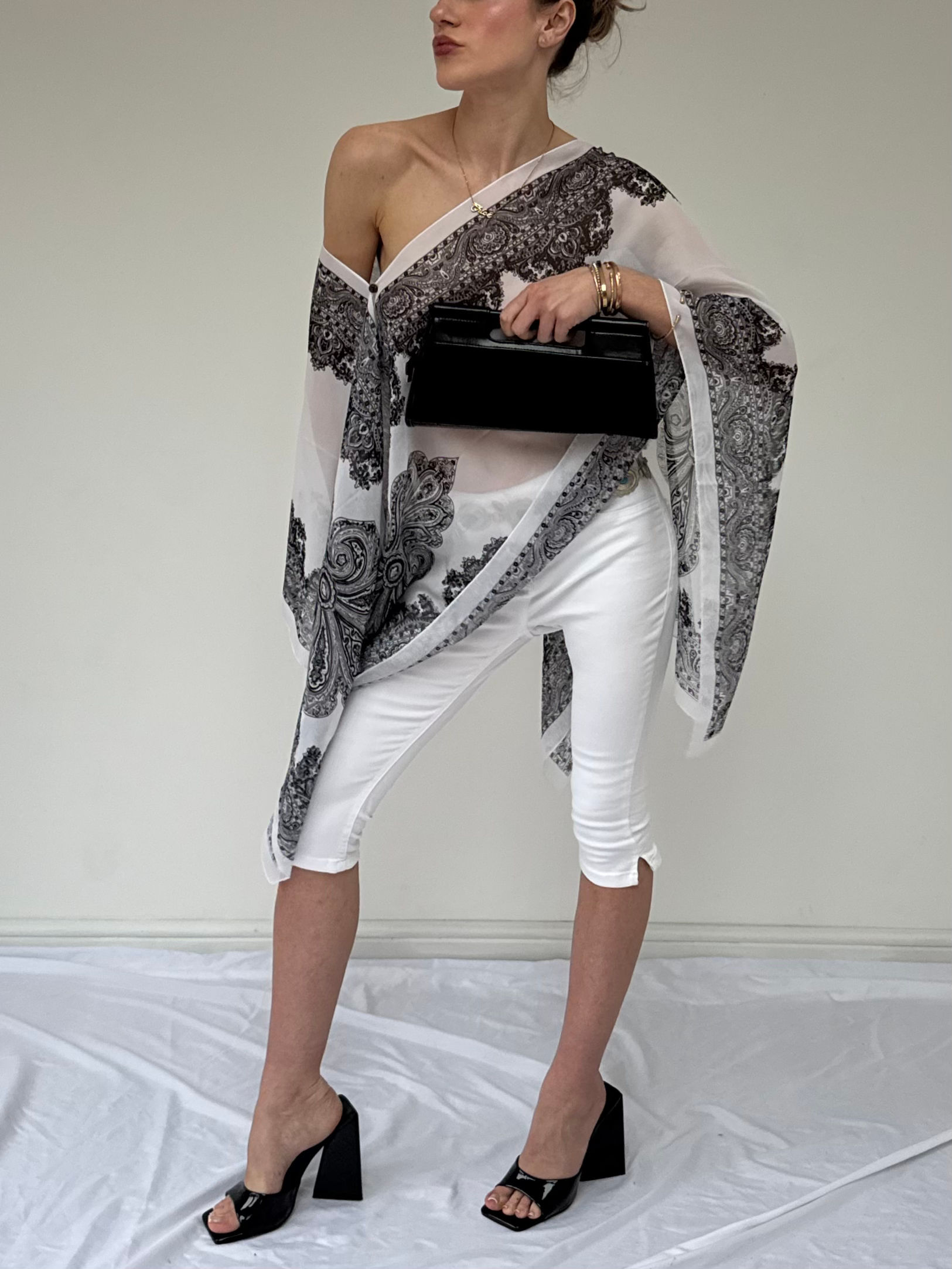 Vintage Paisley Print Scarf Top