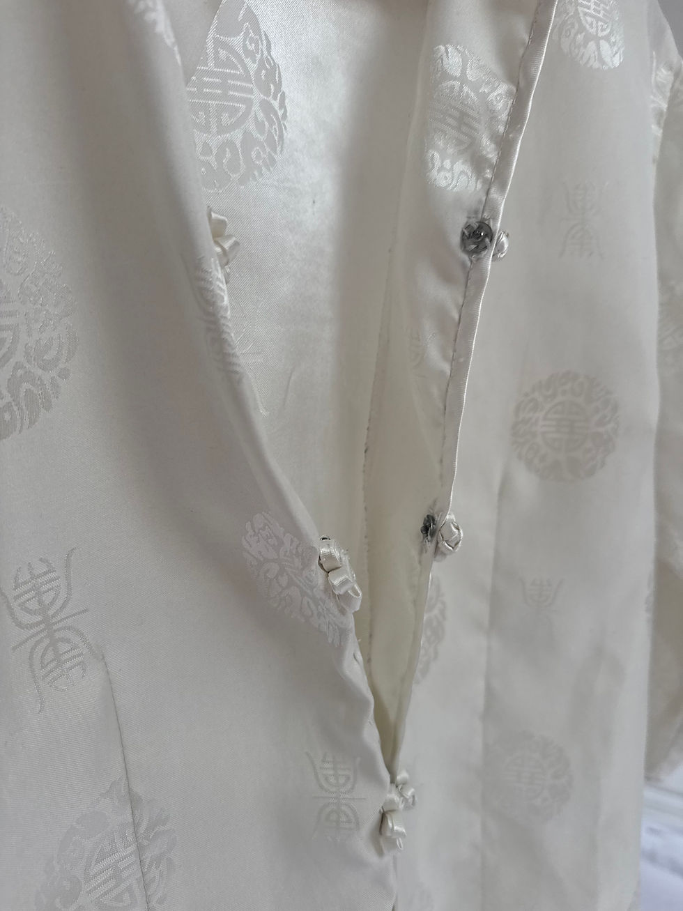 Thumbnail: Vintage Cream Oriental Top with Manderin Collar