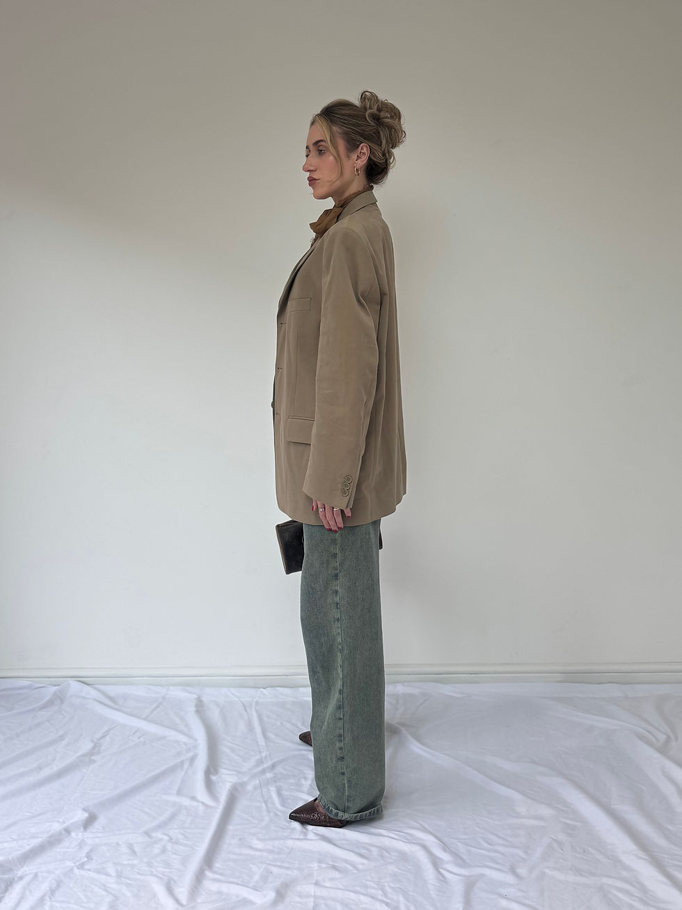 Thumbnail: Vintage Camel Oversized Blazer Jacket