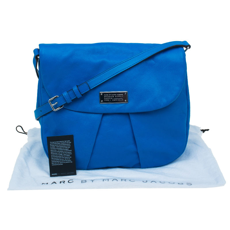 Blue Leather Marchive Messenger Bag