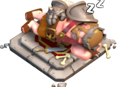 Clash of Clans Barbarian King sleeping on Altar, Clash Made EZE