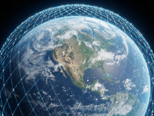 A million satellites in orbit connected and wrapped around Earth creating a dome like structure