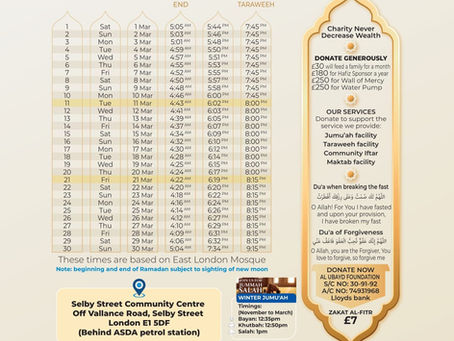 Ramadan Timetable