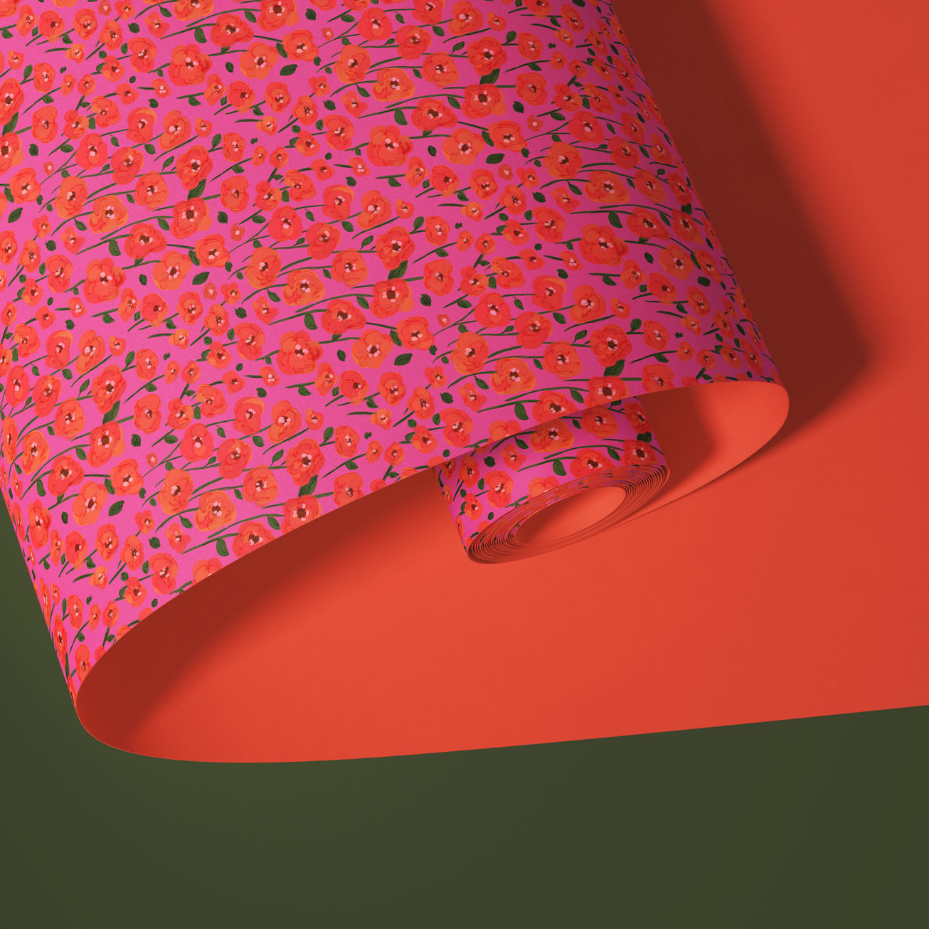 Painted poppy flowers wallpaper pattern