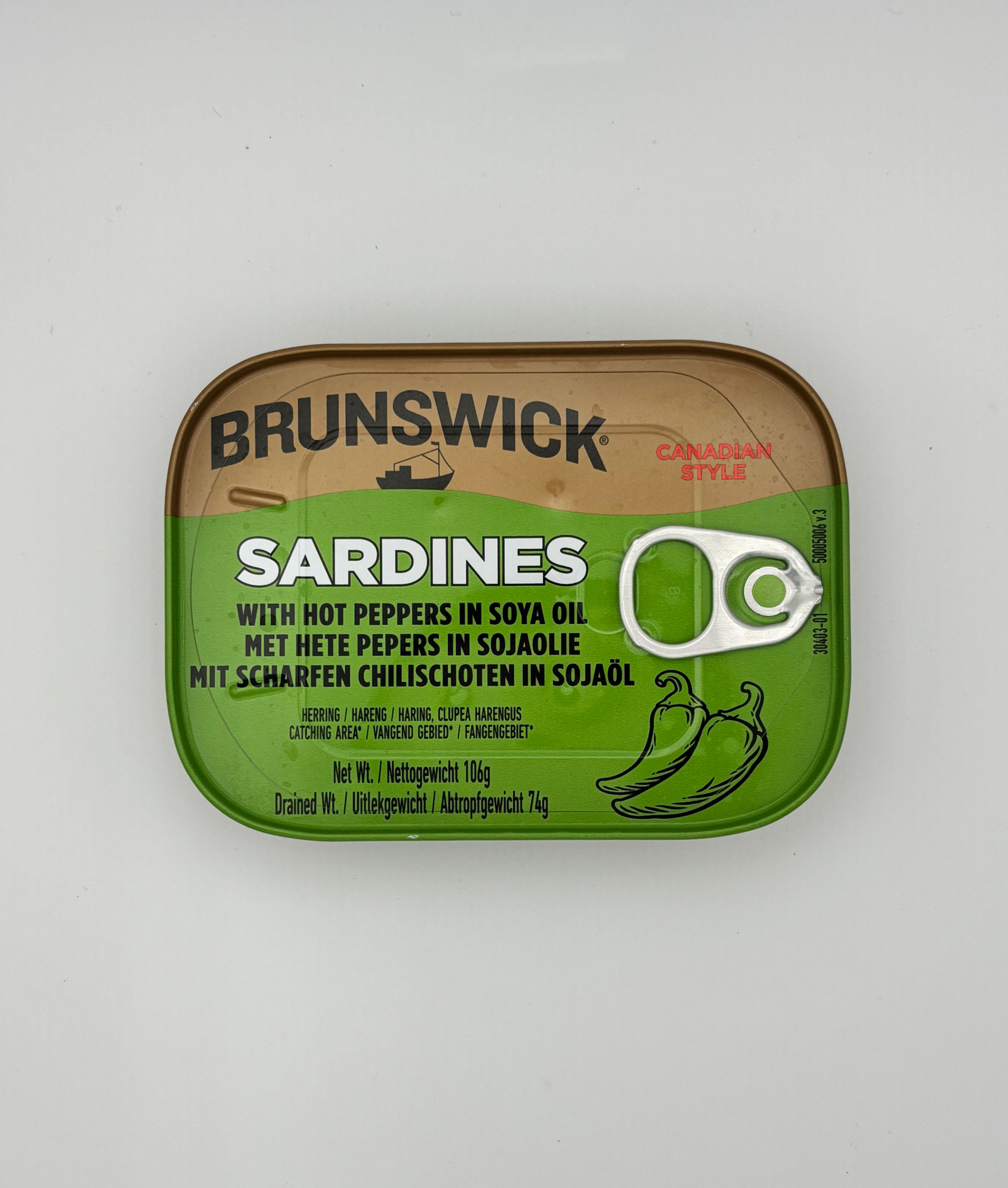 Brunswick sardines with hot peppers in soya oil
