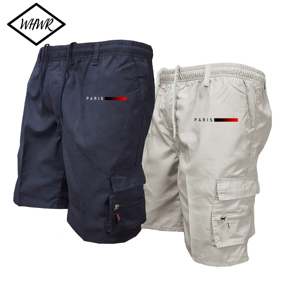 Shorts táticos masculinos com cintura elástica, estilo cargo, para trabalho