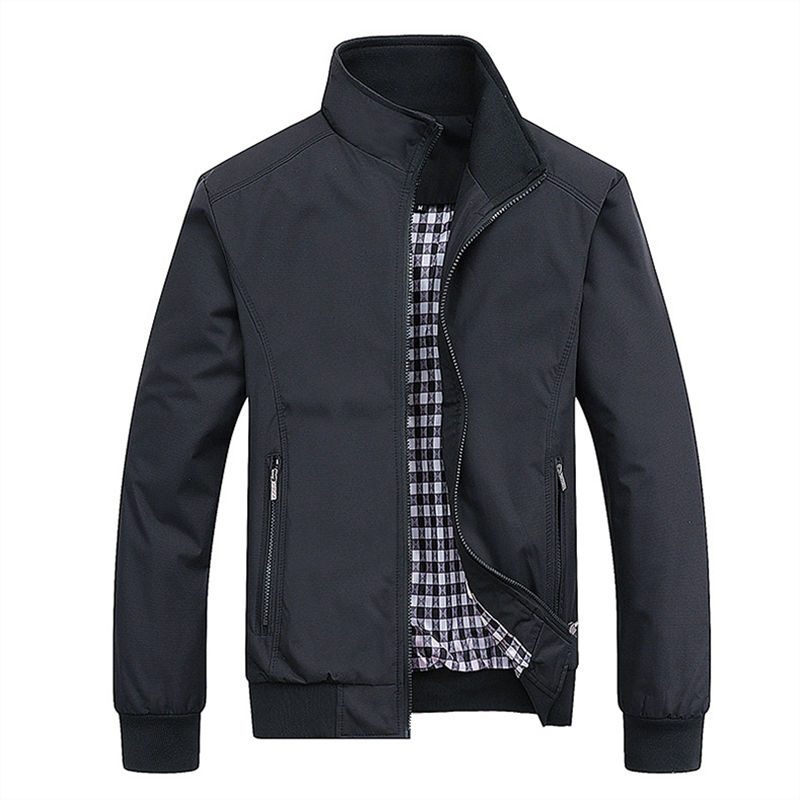 Thumbnail: Jaqueta Bomber Masculina Slim Casual Lisa Primavera Outono 2025 - Novo arri