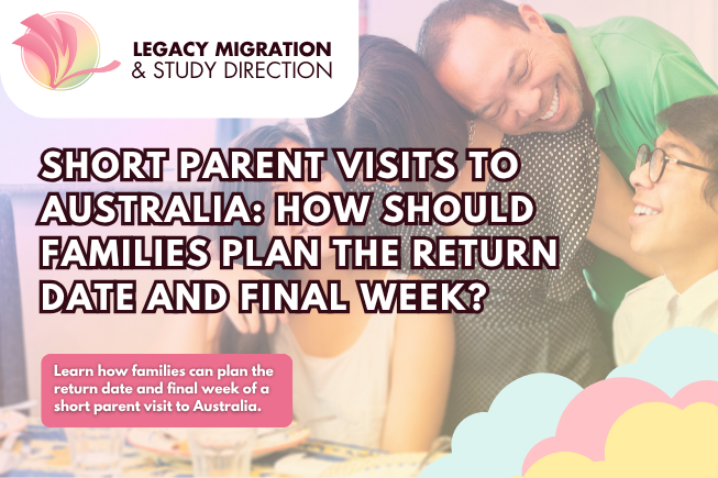 Family spending time together, representing return date and final-week planning for a short parent visit to Australia.