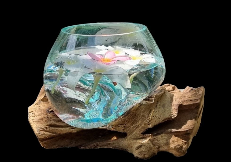 BOL EN VERRE SOUFFLE SUR TECK