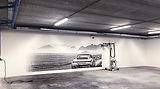 Large format wall print mural of a Porsche used as a background