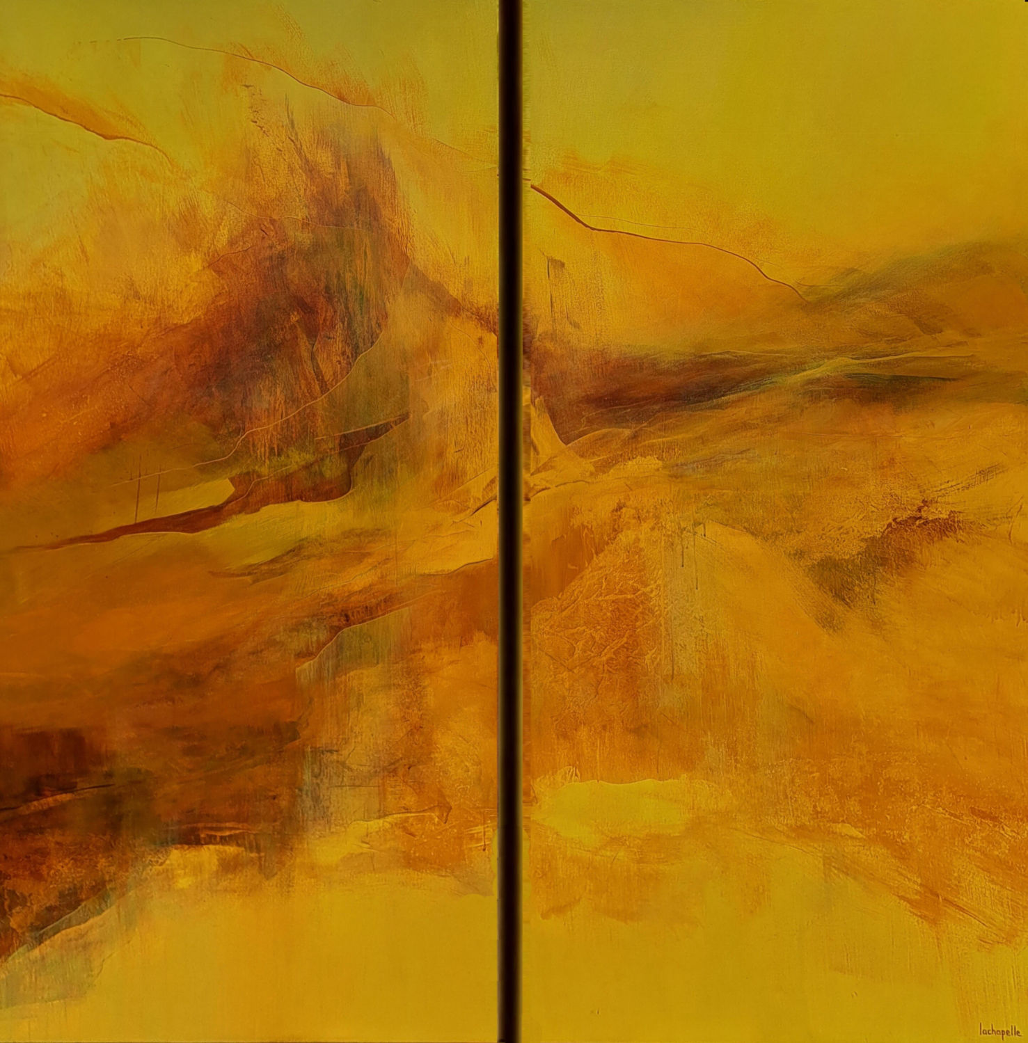 Art abstrait "Sous le soleil exactement" par l'artiste peintre Hélène Lachapelle