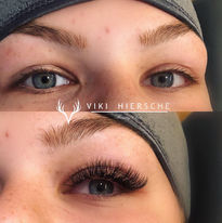 Wimpernverlängerung vom Profi: Dichte, perfekt geformte Wimpern für einen intensiven Augenaufschlag – individuell angepasst an Augenform und Stylingwunsch. Kein Mascara nötig. Nahaufnahme eines Auges mit frisch applizierter Wimpernverlängerung – volle, geschwungene und präzise gestylte Lashes für einen ausdrucksstarken Look.