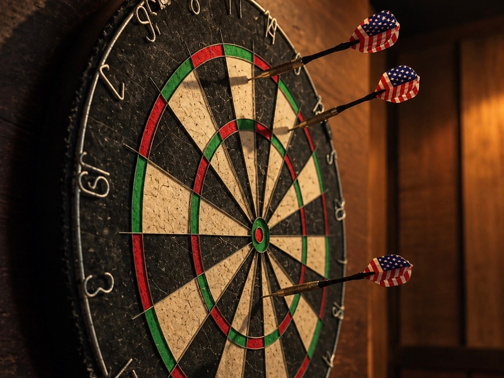 Dartboard at The Melting Pot showing doubles, trebles and bullseye