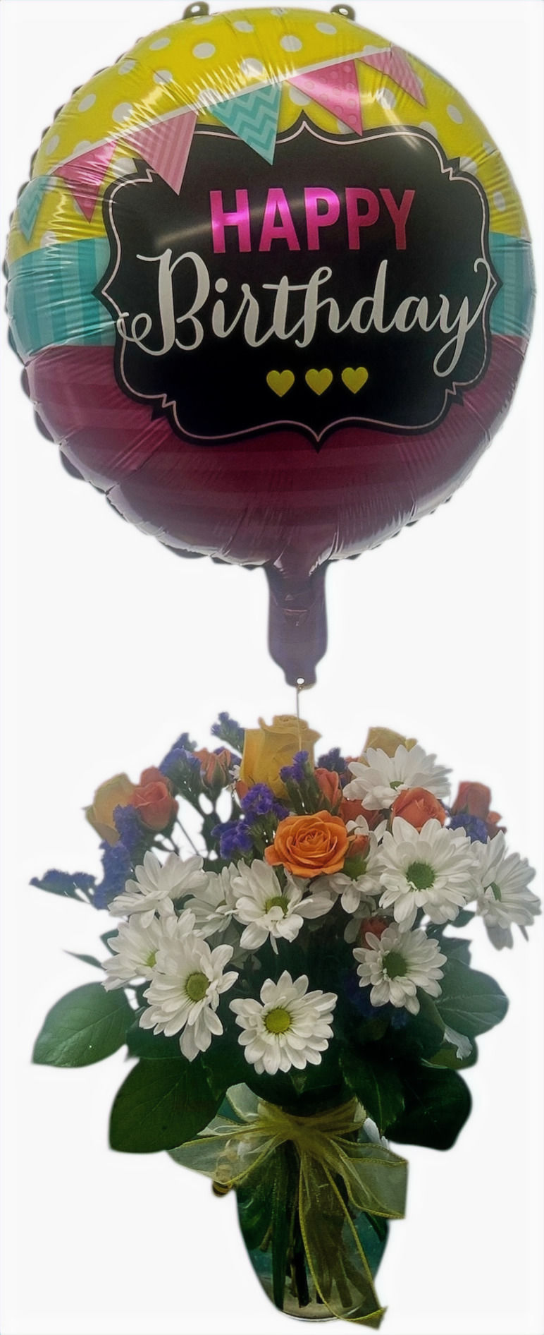 Excitment Abounds Floral Bouquet with 18” Birthday Balloon