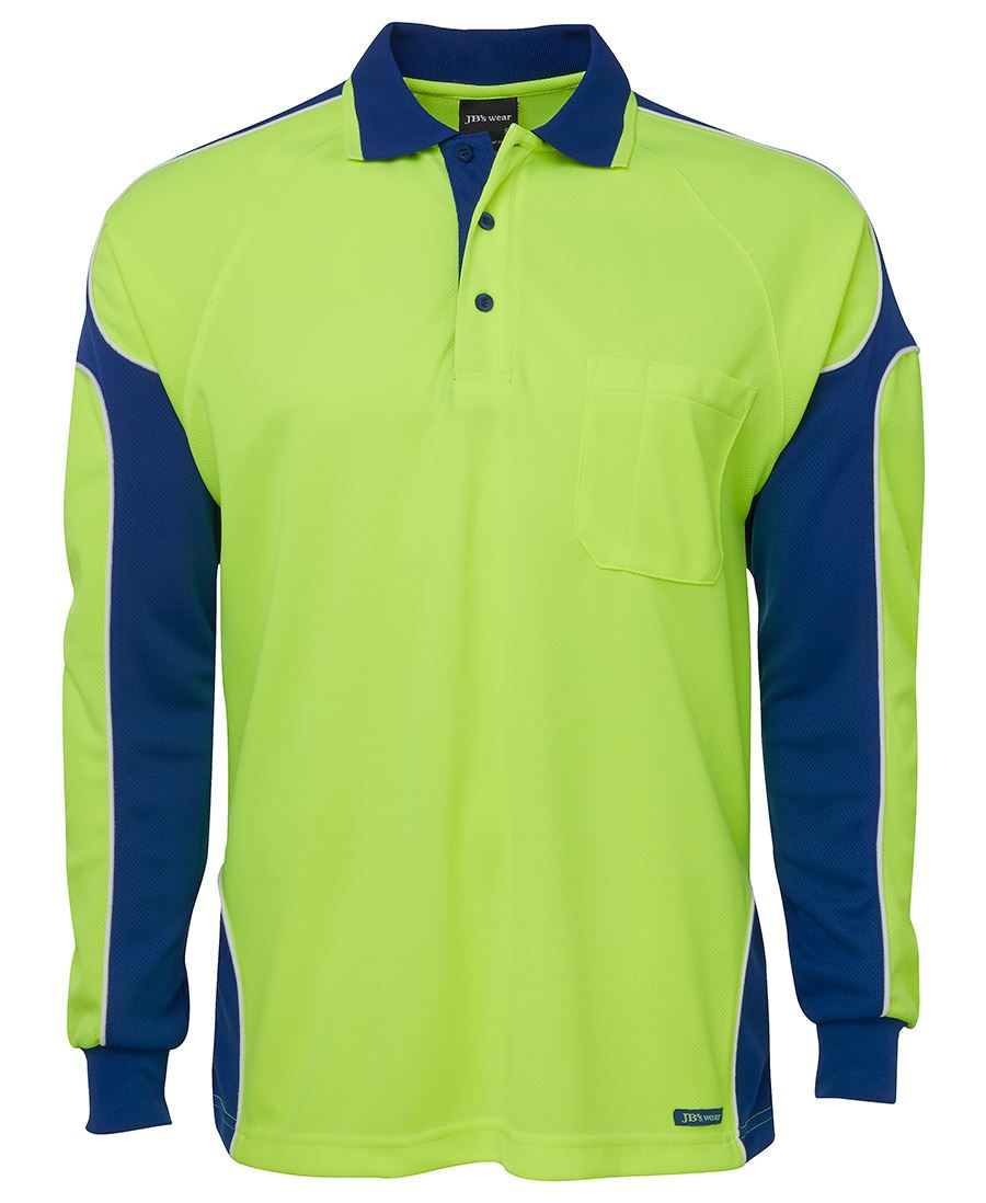 Thumbnail: Men's 6AP4L Hi-Vis L/Sleeve Arm-Panel Polo