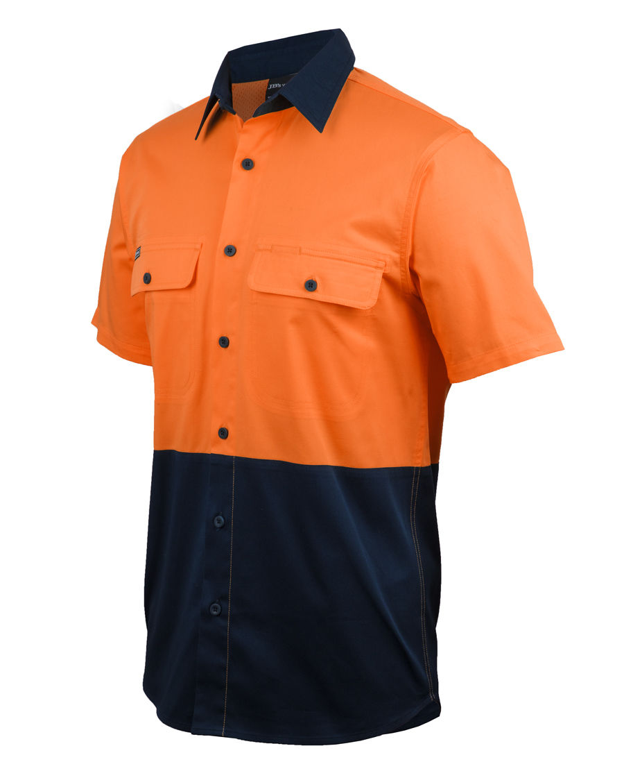 Thumbnail: JB'S 6HSWS Men's Hi Vis S/Sleeve Stretch Work Shirt