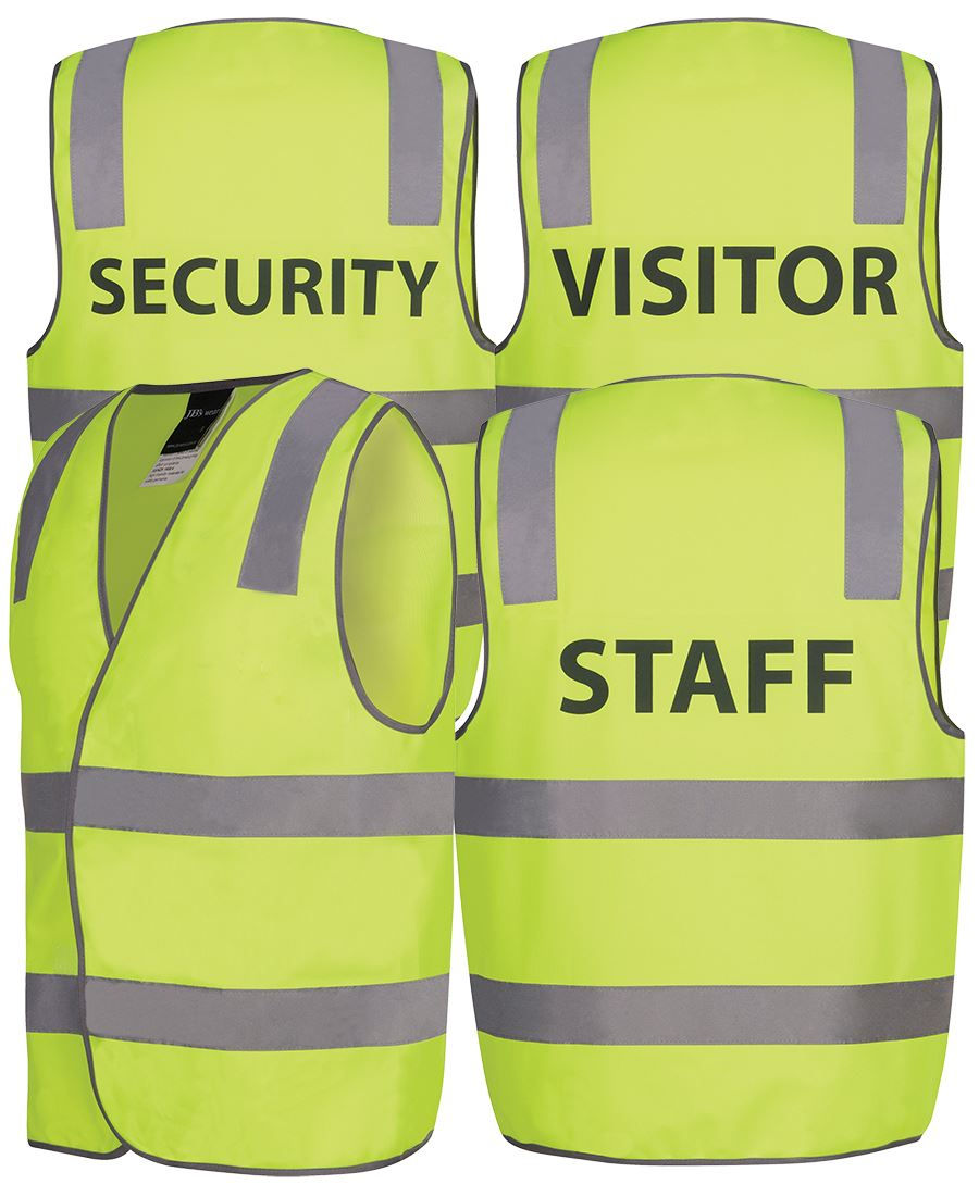 JB'S 6DNS Men's Hi Vis (D+N) Safety Vest Print (Security/ Staff/ Visitor)