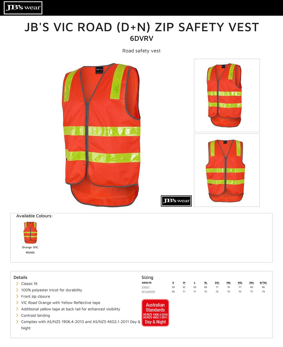 Thumbnail: JB'S 6DVRV Men's Vic Road (D+N) Zip Safety Vest