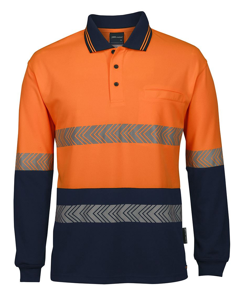 Thumbnail: Men's 6HLST Hi-Vis L/Sleeve Segmented Tape Polo