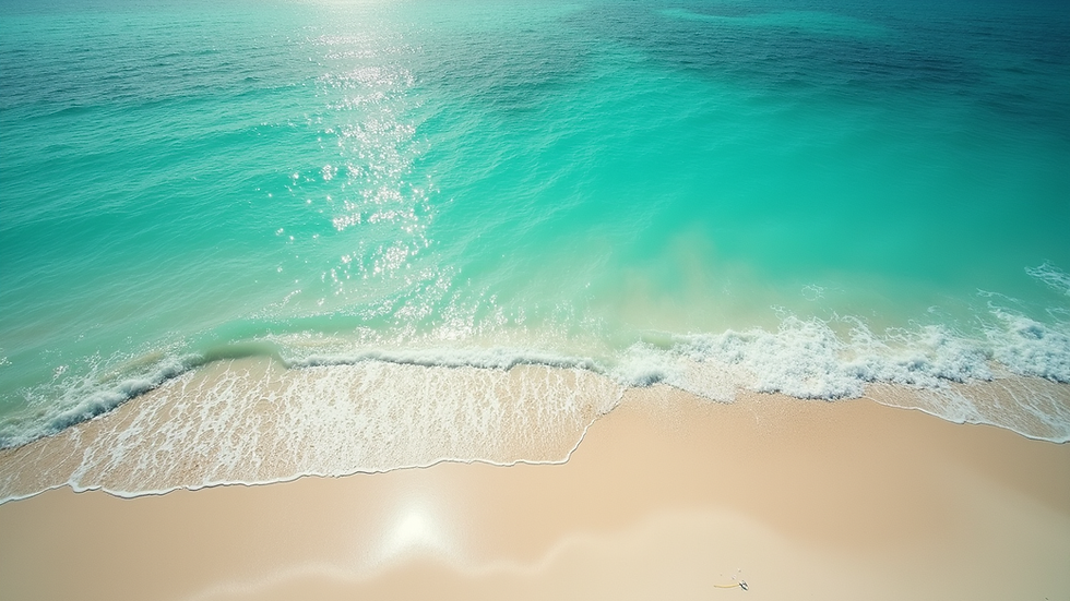 High angle view of a tropical beach with calm turquoise water