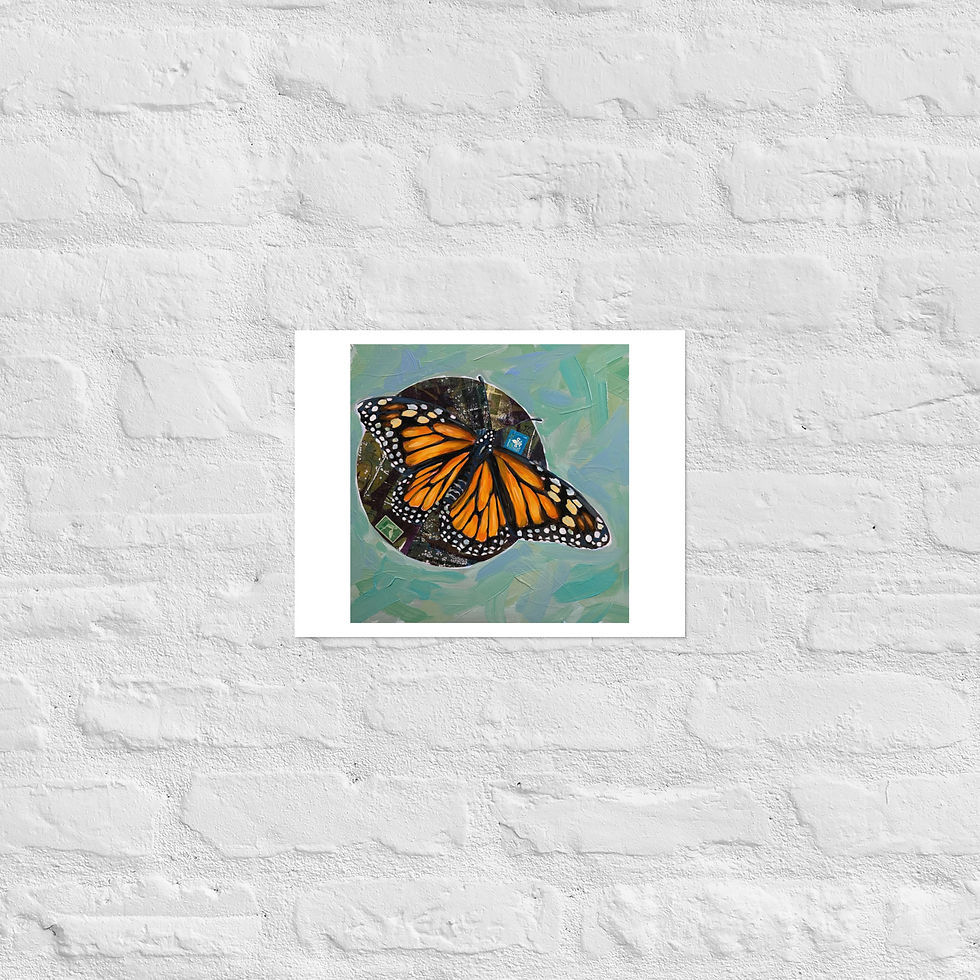 Coastal Symphony: Monarch butterfly artwork on sphere