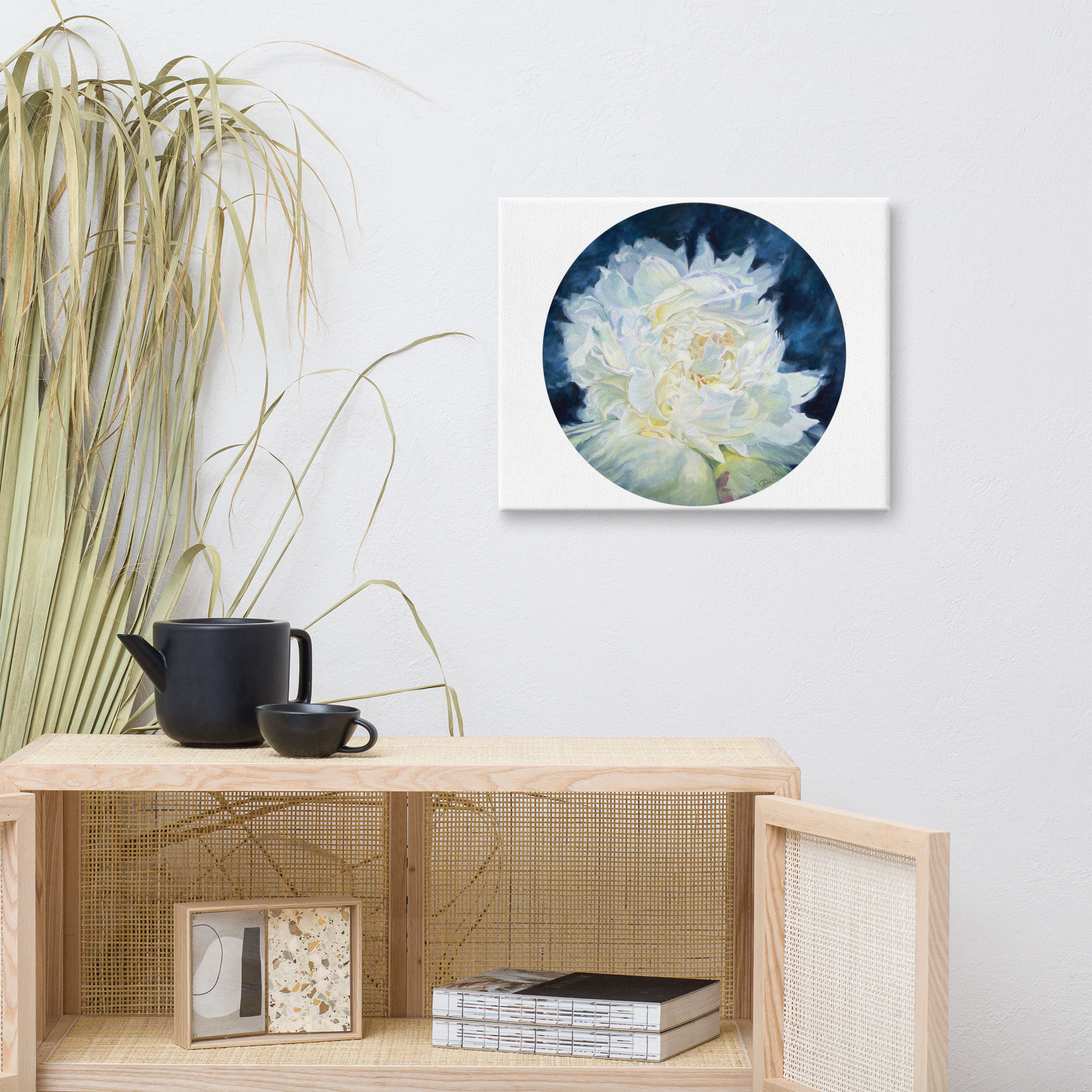 Petit Bloom canvas featuring a white flower