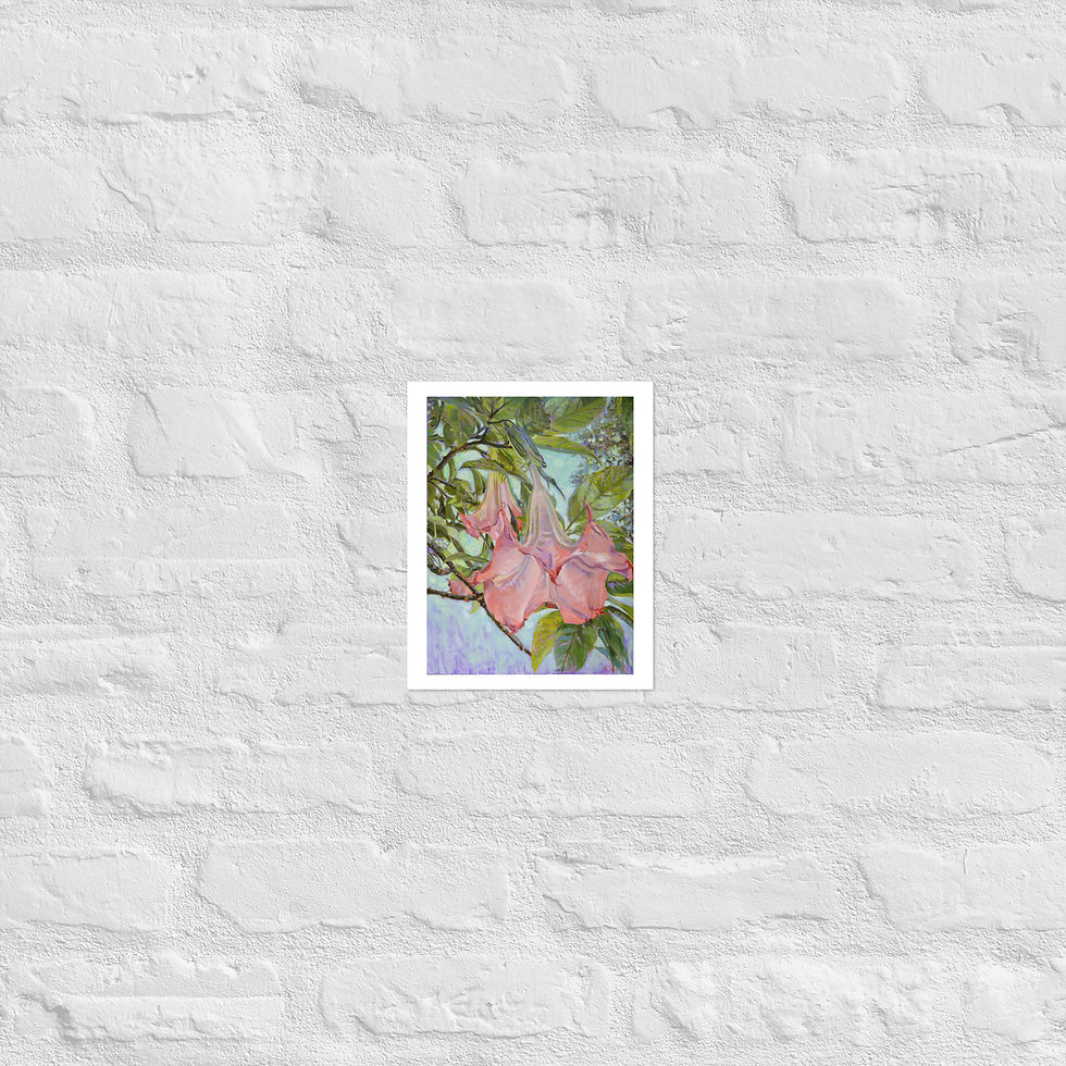 Thumbnail: Framed canvas reproduction of pink trumpet flowers