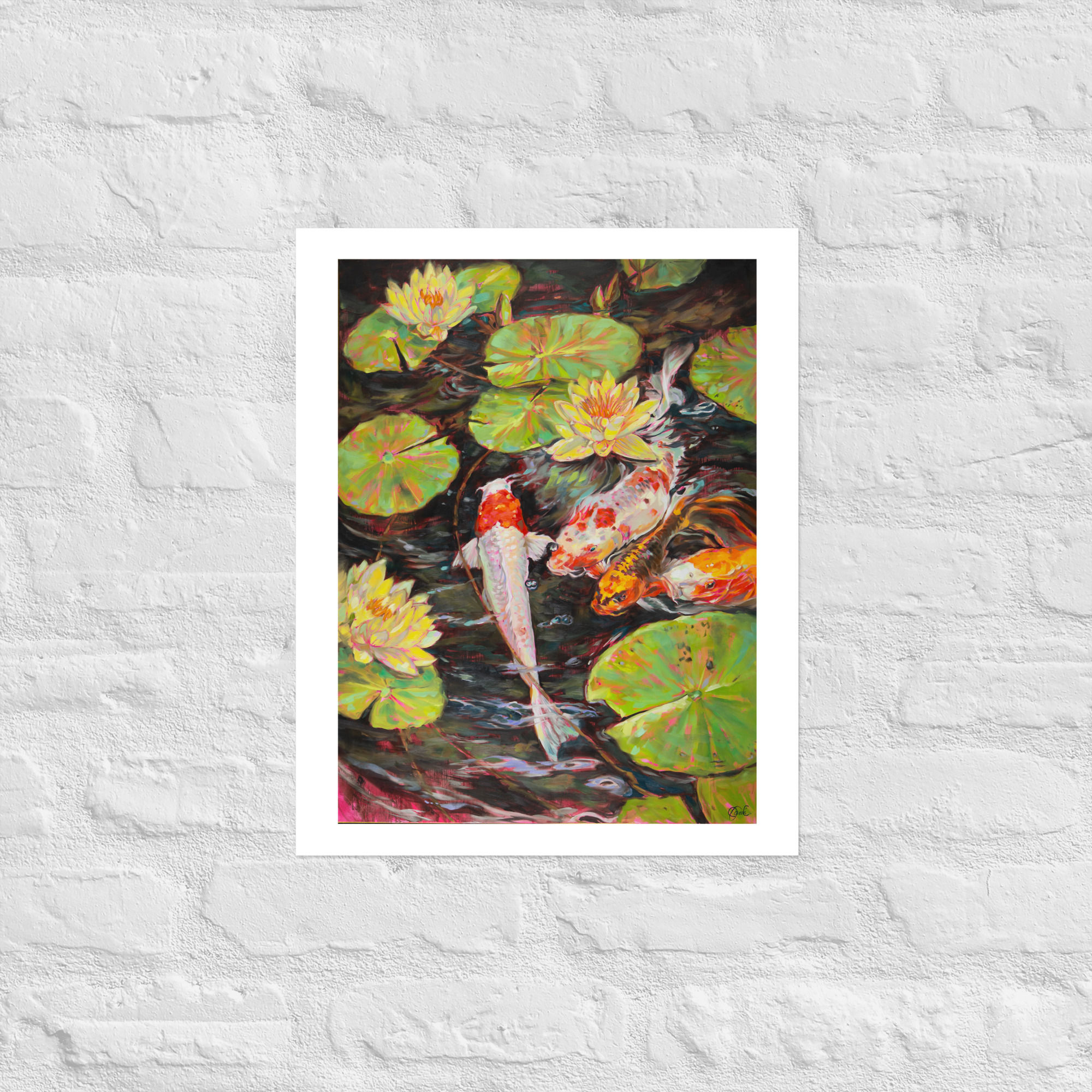Painting of koi fish and water lilies