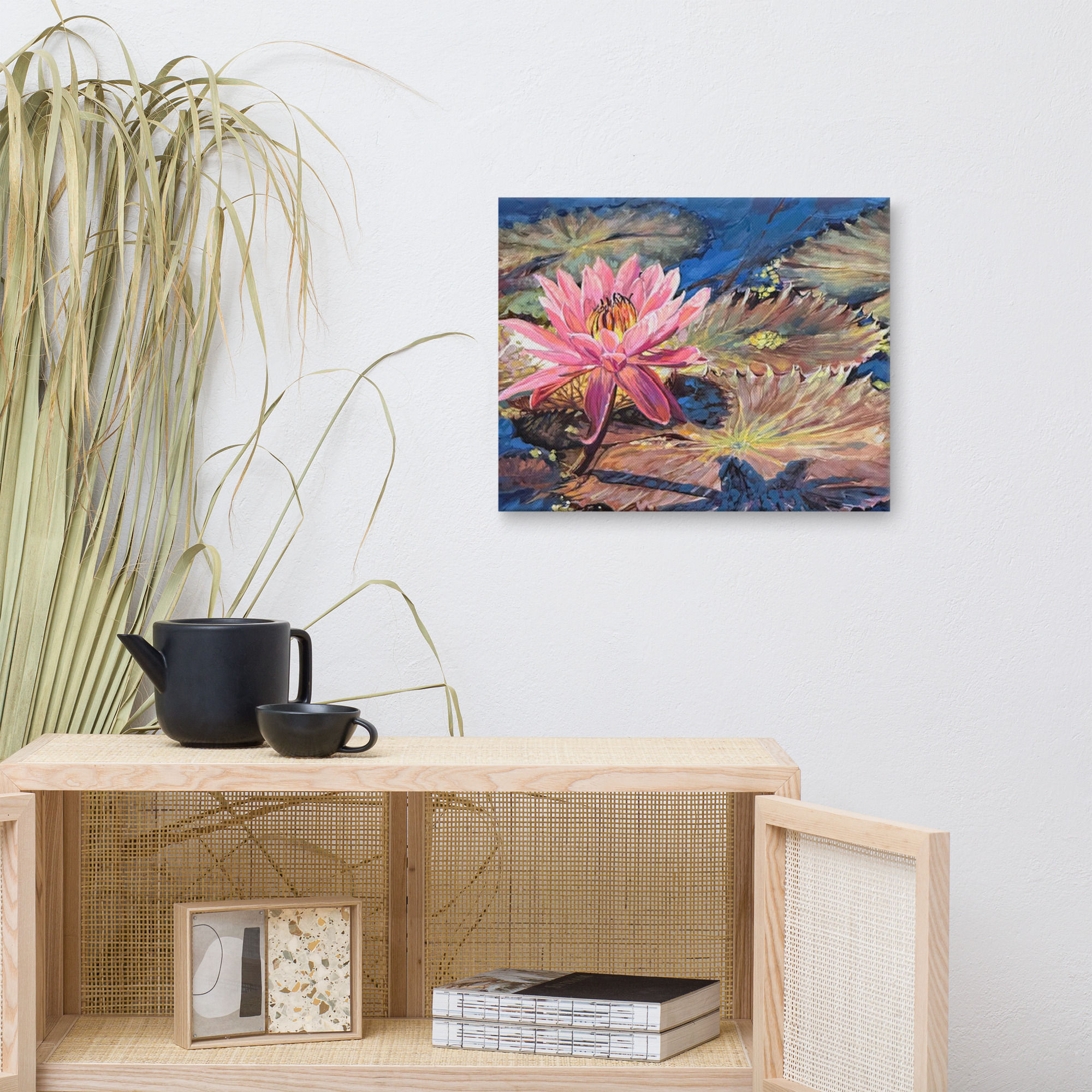 Pink water lily painting