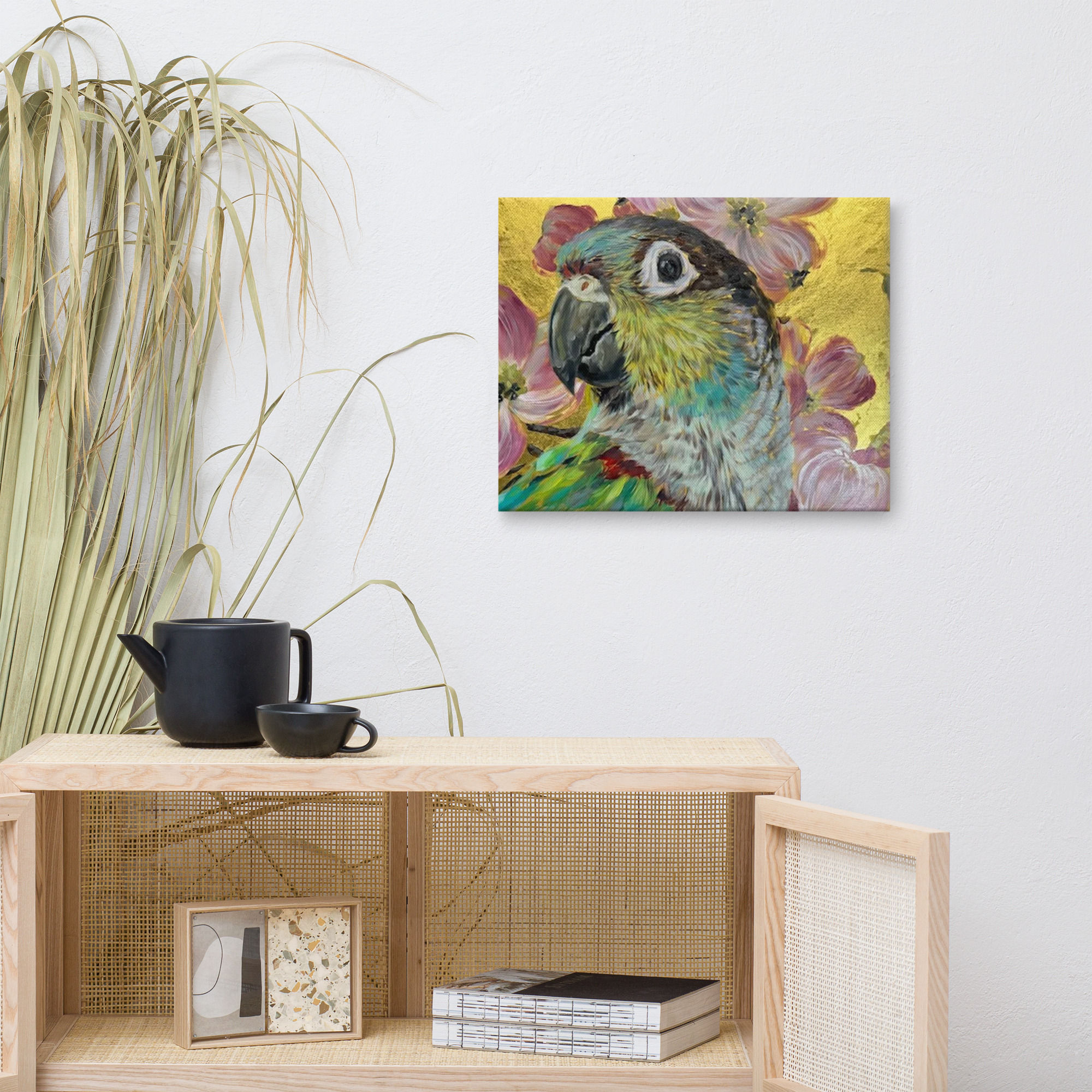 Colorful parrot painting, paper reproduction