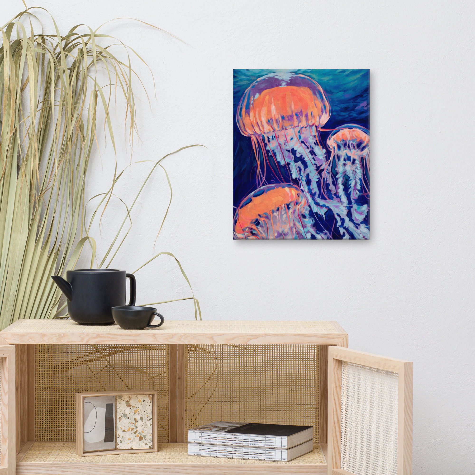 Canvas reproduction of orange jellyfish