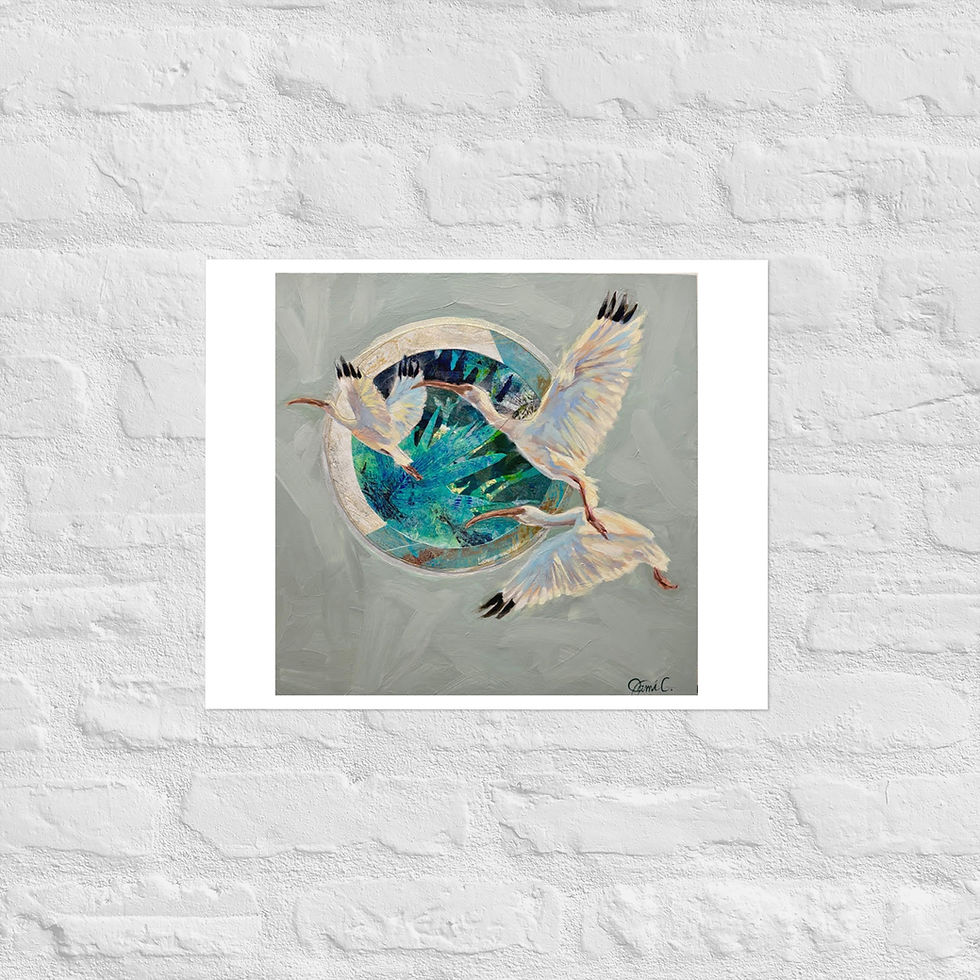 Canvas reproduction of white birds flying from a blue portal