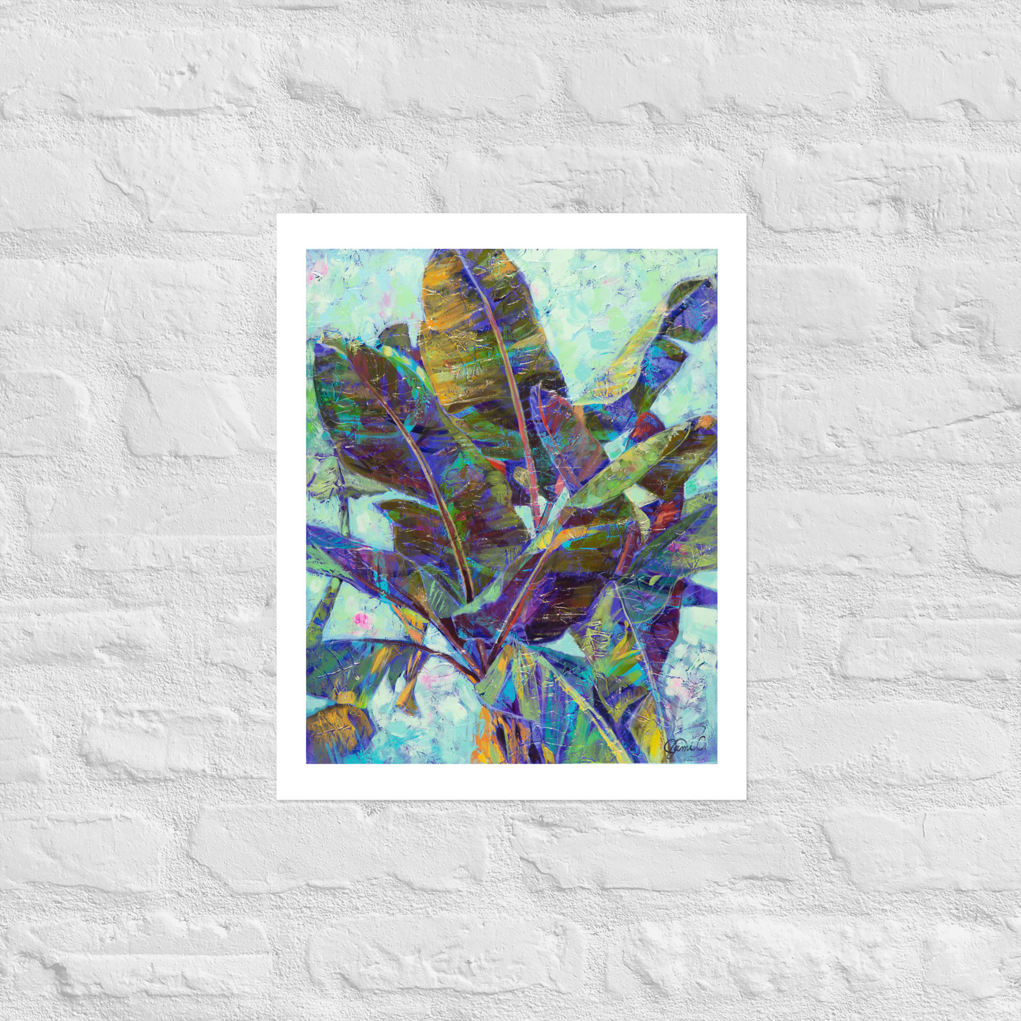 Devotion canvas reproduction of colorful banana leaves